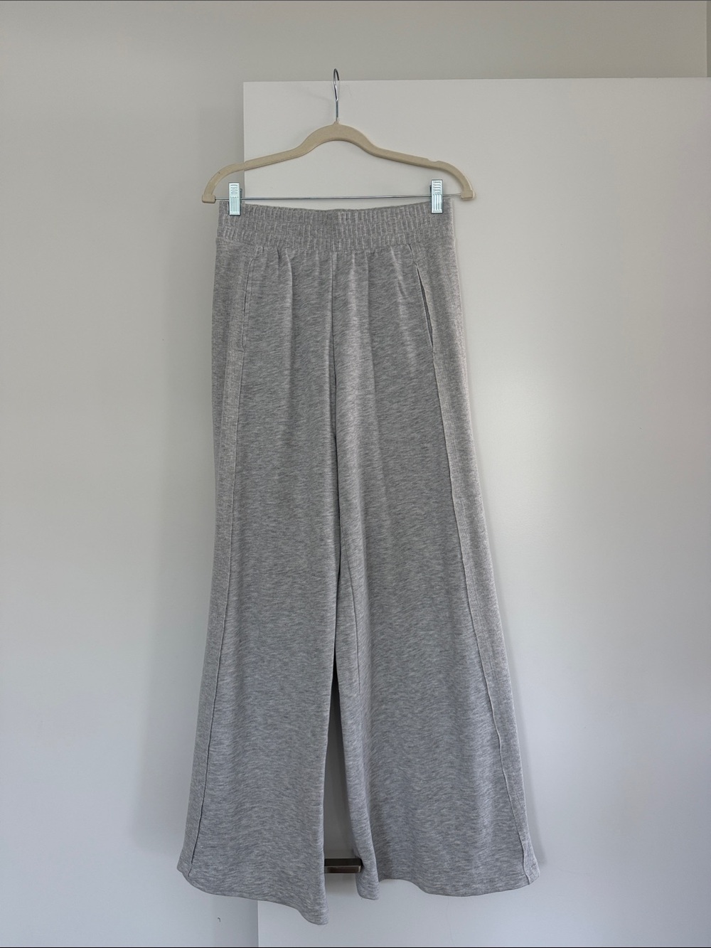 FP Movement High Rise Wide-Leg Sweatpants in Light Gray Small
